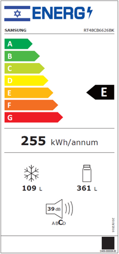 מקרר ‏מקפיא עליון Samsung RT48CB6626WH ‏470 ‏ליטר סמסונג זכוכית לבנה