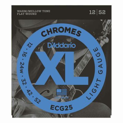 מיתרים לגיטרה חשמלית דדריו – 12-52 –  ECG25 Chromes Flat Wound