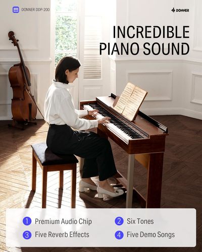 פסנתר חשמלי EC3008 רהיט 88 קלידים שקולים מנגנון פטישי DDP200 כולל מסך LCD מבית DONNER