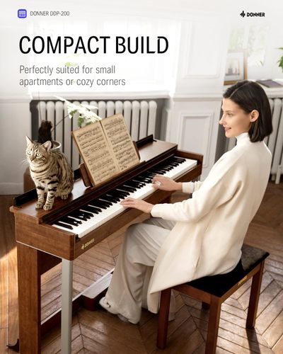 פסנתר חשמלי EC3008 רהיט 88 קלידים שקולים מנגנון פטישי DDP200 כולל מסך LCD מבית DONNER