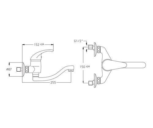 ברז מטבח חמת מהקיר חמת רותם Rotem 900520
