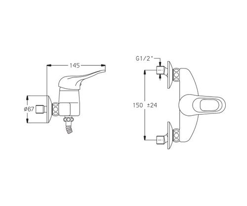 סוללה למקלחת חמת 900170 סדרת רותם Rotem