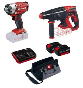 סט נטענים מברגת אימפקט Brushless + פטישון 18V מטען מהיר 2 סוללות + תיק נשיאה TE-HD 18/20 EINHELL