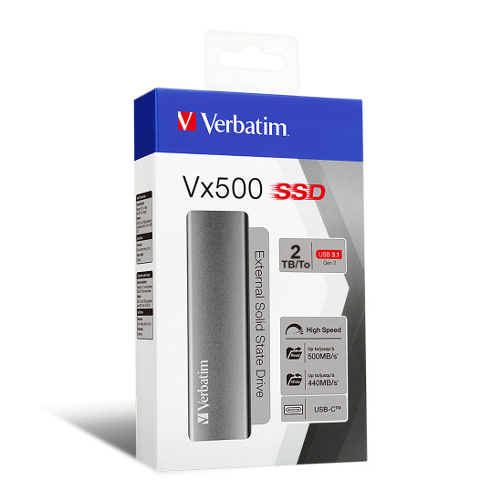 כונן קשיח חיצוני VERBATIM VX500 2TB SSD וורבטים