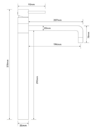 ברז אמבטיה גבוה דגם ריף ניקל מוברש 1001N