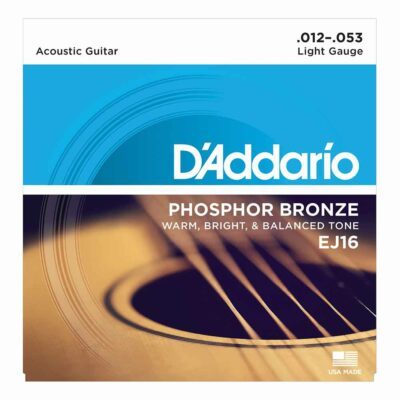 מיתרים לגיטרה אקוסטית דדריו –  Phosphor Bronze EJ16 Acoustic Guitar Strings – 12-53