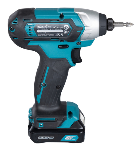 מברגת אימפקט נטענת עם 2 סוללות 1.5 אמפר ומטען - MAKITA TD110DWYE 110N/m 12V