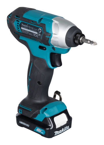מברגת אימפקט נטענת עם 2 סוללות 1.5 אמפר ומטען - MAKITA TD110DWYE 110N/m 12V