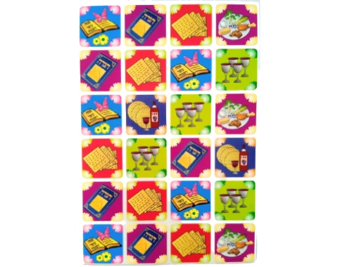 מדבקות פסח מרובעות - סמלי החג - דגם 976