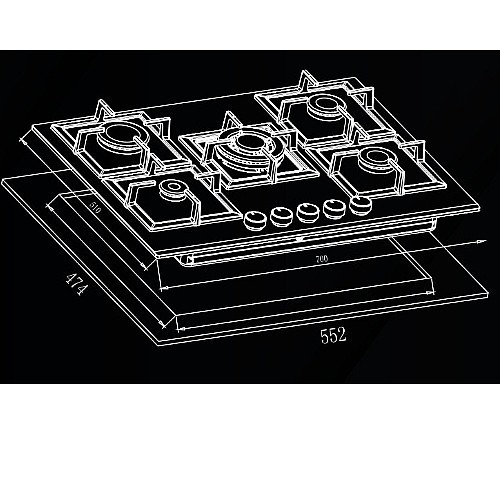 כיריים גז 5 להבות 70 ס