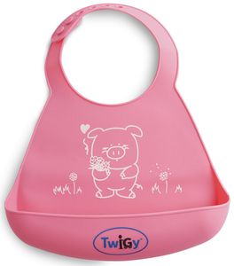 סינר סיליקון רך במיוחד עם כיס - ורוד חזרזיר