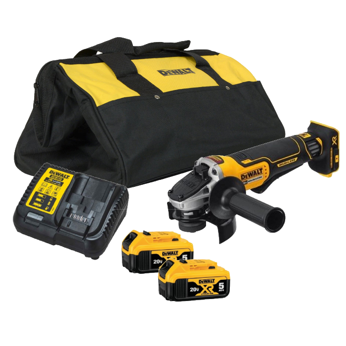 משחזת זווית "4.5 (115 מ"מ) DeWalt 20V דגם DCG413B עם 2 סוללות 5A ומטען