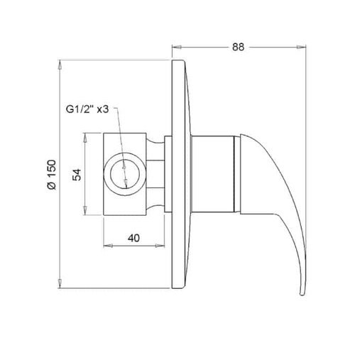 ברז אינטרפוץ 3 דרך | קומפלט | שחור | 556009 | סדרת יועמיקס | יועם YOAM