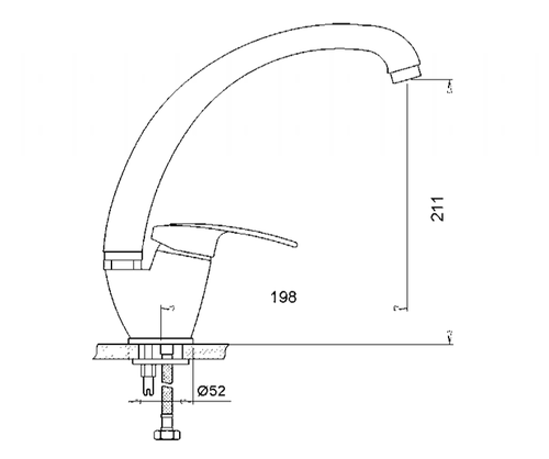 ברז לכיור מטבח | ברבור פיה ארוכה | כרום ניקל | 6586 | סדרת מאי | יועם YOAM