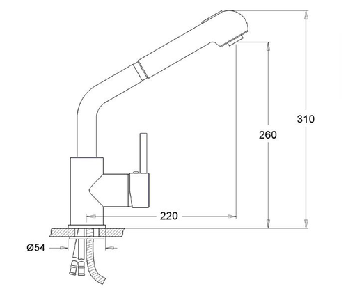 ברז לכיור מטבח | פיה נשלפת 90 מעלות | כרום ניקל | 7875 | סדרת YV | יועם YOAM
