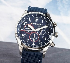 Attitude Chrono שעון יוקרה לגברים SWISS WENGER BLUE DAIL wenger swiss