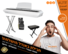 מבצע פסנתר חשמלי P-200 בצבע לבן + סטנד כפול + כסא מרופד + פדאל סוסטיין קלאסי + מעמד תווים + כיסוי אבק במחיר הטוב בישראל ! Pearl River