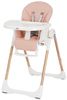 כסא אוכל לילדים Delicious בריפוד דמוי עור ומסגרת דמוי עץ, מצבי שכיבה וגובה - ורוד