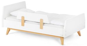 מיטת מעבר מעוצבת מעץ קרוליין Caroline עם מעקה נייד ניתן להסרה - לבן + טבעי