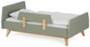 מיטת מעבר מעוצבת מעץ קרוליין Caroline עם מעקה נייד ניתן להסרה - ירוק מרווה + טבעי