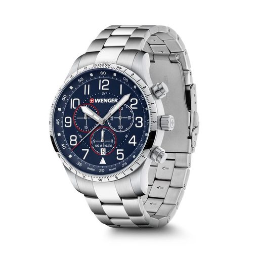 Attitude Chrono שעון יוקרה לגברים SWISS WENGER BLUE DAIL wenger swiss