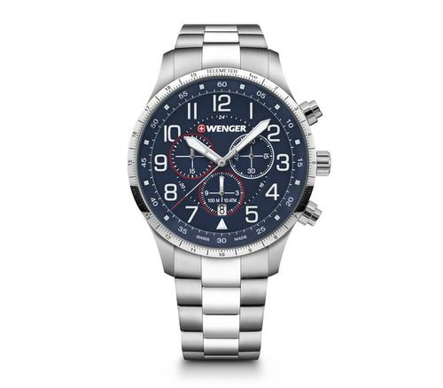 Attitude Chrono שעון יוקרה לגברים SWISS WENGER BLUE DAIL wenger swiss