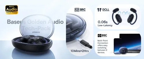 אוזניות אלחוטיות לספורט Baseus Eli Sport 1 Open-Ear TWS Earbuds - צבע שחור