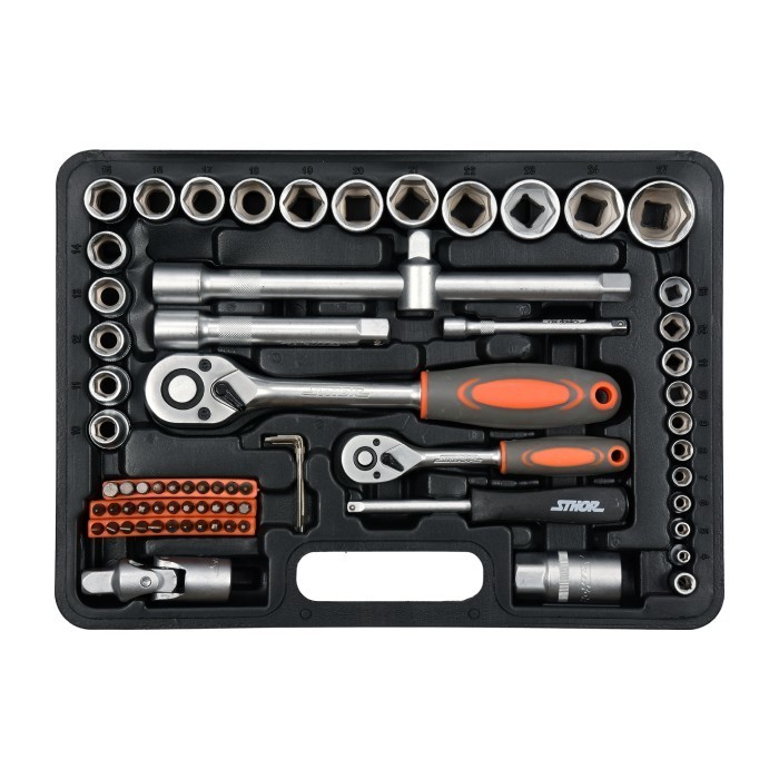 סט בוקסות מעורב 1/4" ו-1/2" 72 חלקים דגם 58705 Sthor