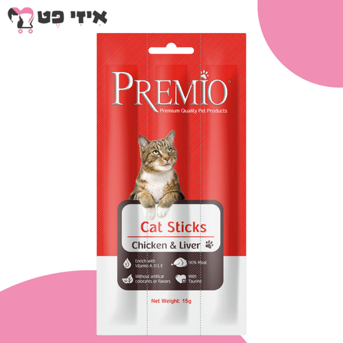 פרמיו חטיף סטיקס עוף וכבד לחתול 15 גרם PREMIO