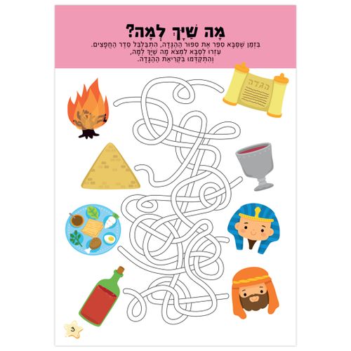 חוברת הפעלות: חג פסח שמח 16 דפים עם 133 מדבקות