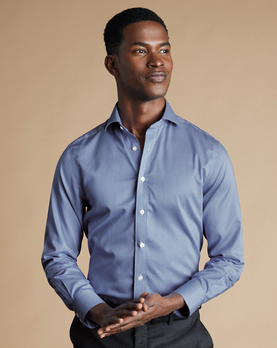 חולצה כחולה משובצת גזרת סלים -  Puppytooth Slim Fit