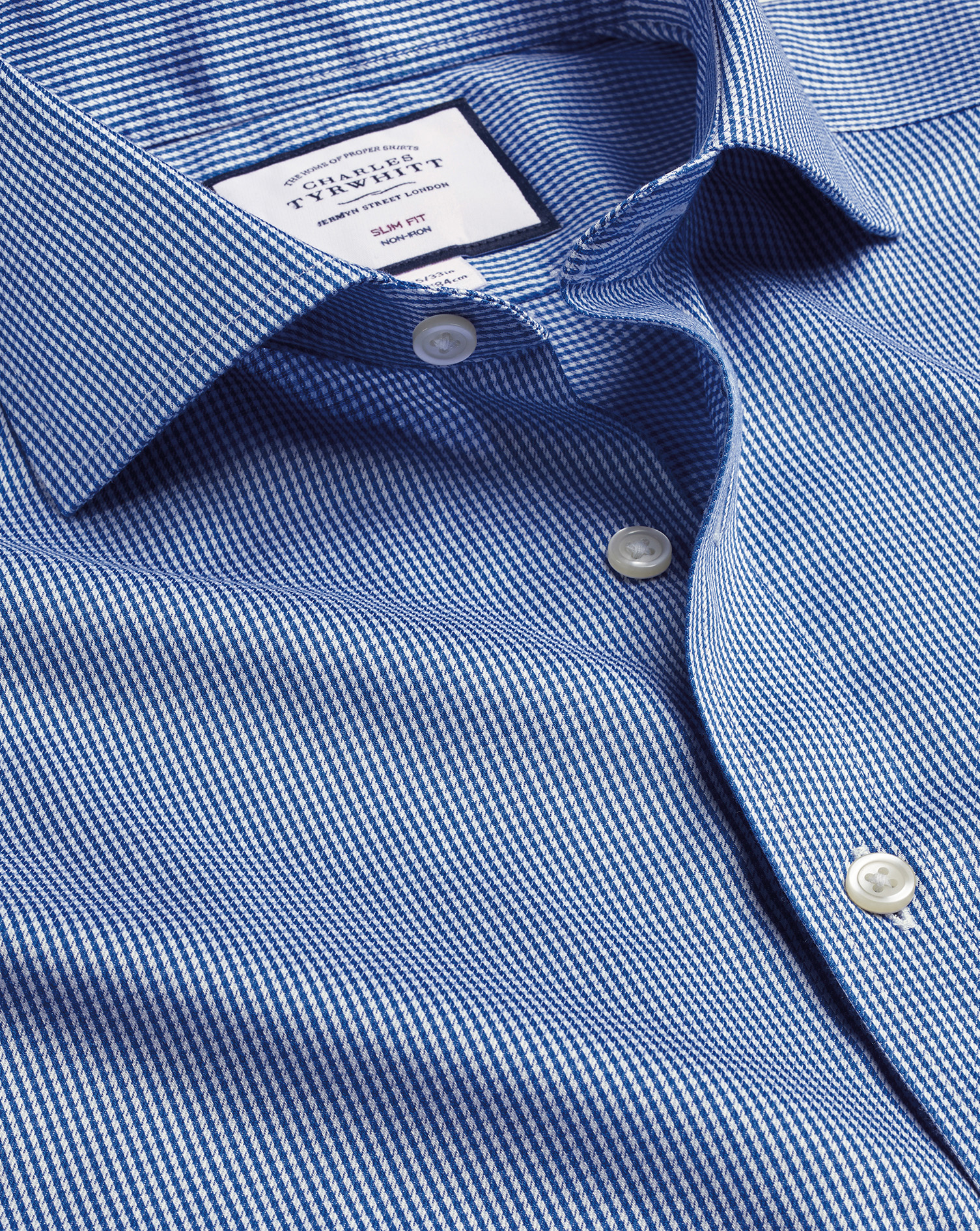 חולצה כחולה משובצת גזרת סלים -  Puppytooth Slim Fit