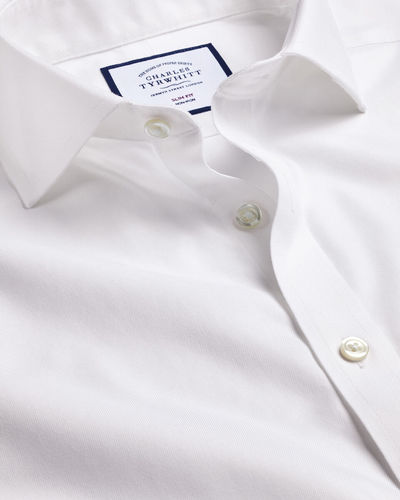 חולצה לבנה טוויל צווארון חתוך גזרת סלים - Twill Slim Fit