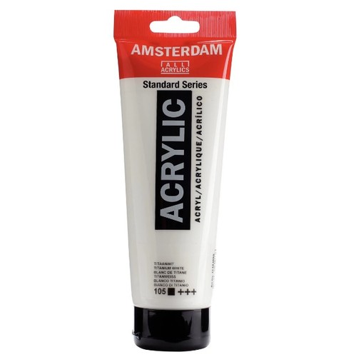 צבע אקריליק לבן (105)  AMSTERDAM, גוון TITANIUM, נפח 250 מ