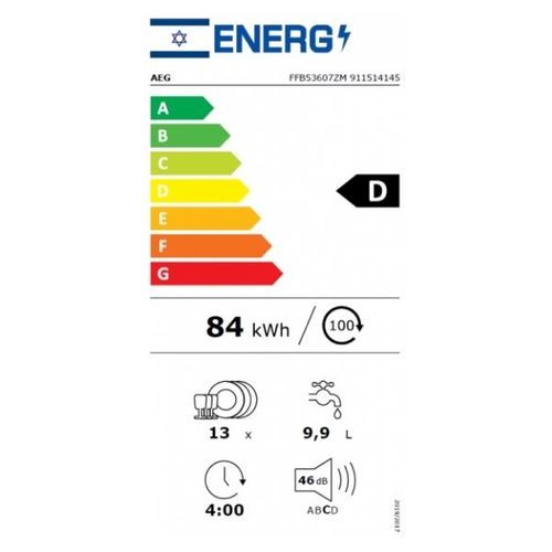 מדיח כלים רחב 13 מע' AEG FFB53607ZM ProIntensive נירוסטה