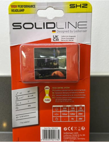 SOLIDLINE פנס ראש שחור SH2 - LED LENSER