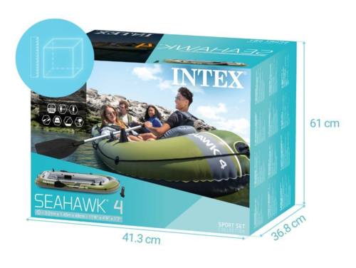 סט סירת גומי מתנפחת 4 SeaHawk לארבעה אנשים+משוטים ומשאבה INTEX 66334