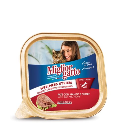 מיגליור גטו שימור מעדן חתול בקר ולב 100 גרם