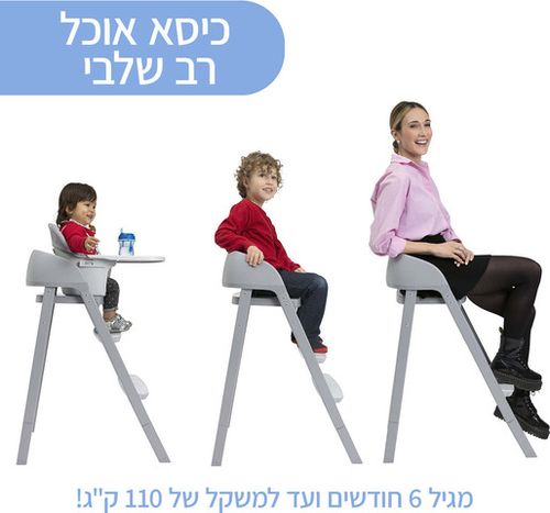 כיסא אוכל גבוה צ'יקו קרשנדו אפ מגיל 6 חודשים ועד למשקל 110 ק