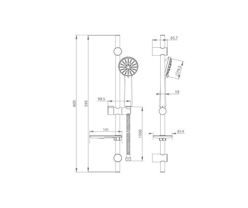 אלמוג - ערכה למקלחת מוט, מקלחת יד וצינור | כרום | 801694 | חמת HAMAT