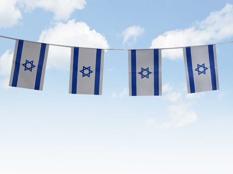 שרשרת דגלי ישראל מרובעים מבד באורך 4 מטר, 20X28 ס"מ