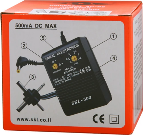 ספק כוח עם כוח משתנה 500mA תוצרת SAKAL