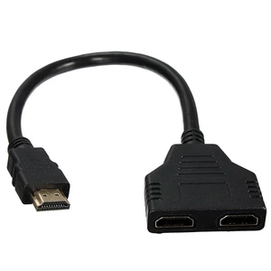 כבל מפצל HDMI זכר - 2xHDMI נקבה מוזהב 20 ס"מ Dagan CABLE-567T