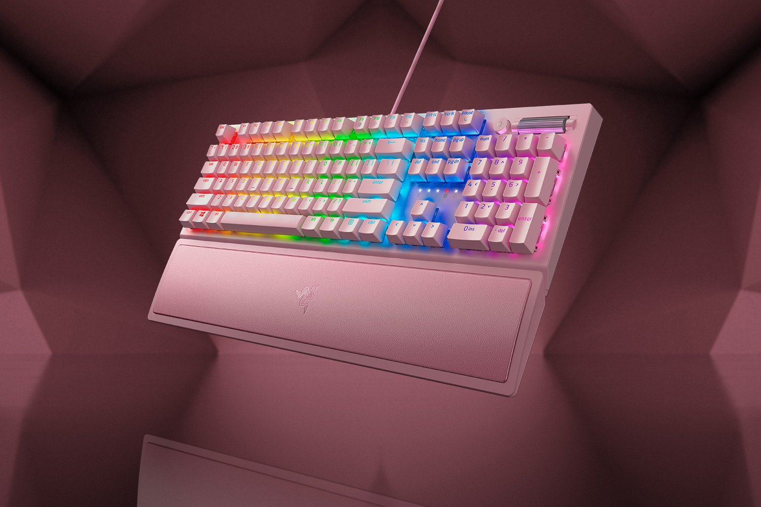 מקלדת מכנית Razer BlackWidow V3 Green Switch כולל תאורת לד בצבע ורוד