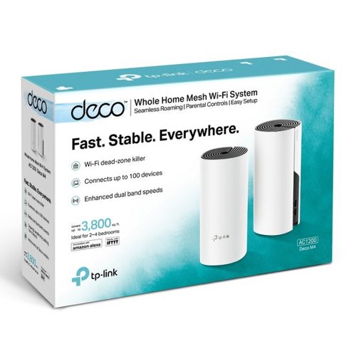ראוטר אלחוטי TP-Link 802.11ac AC1200 Whole Home Mesh Wi-Fi System Deco M4 - שתי יחידות באריזה