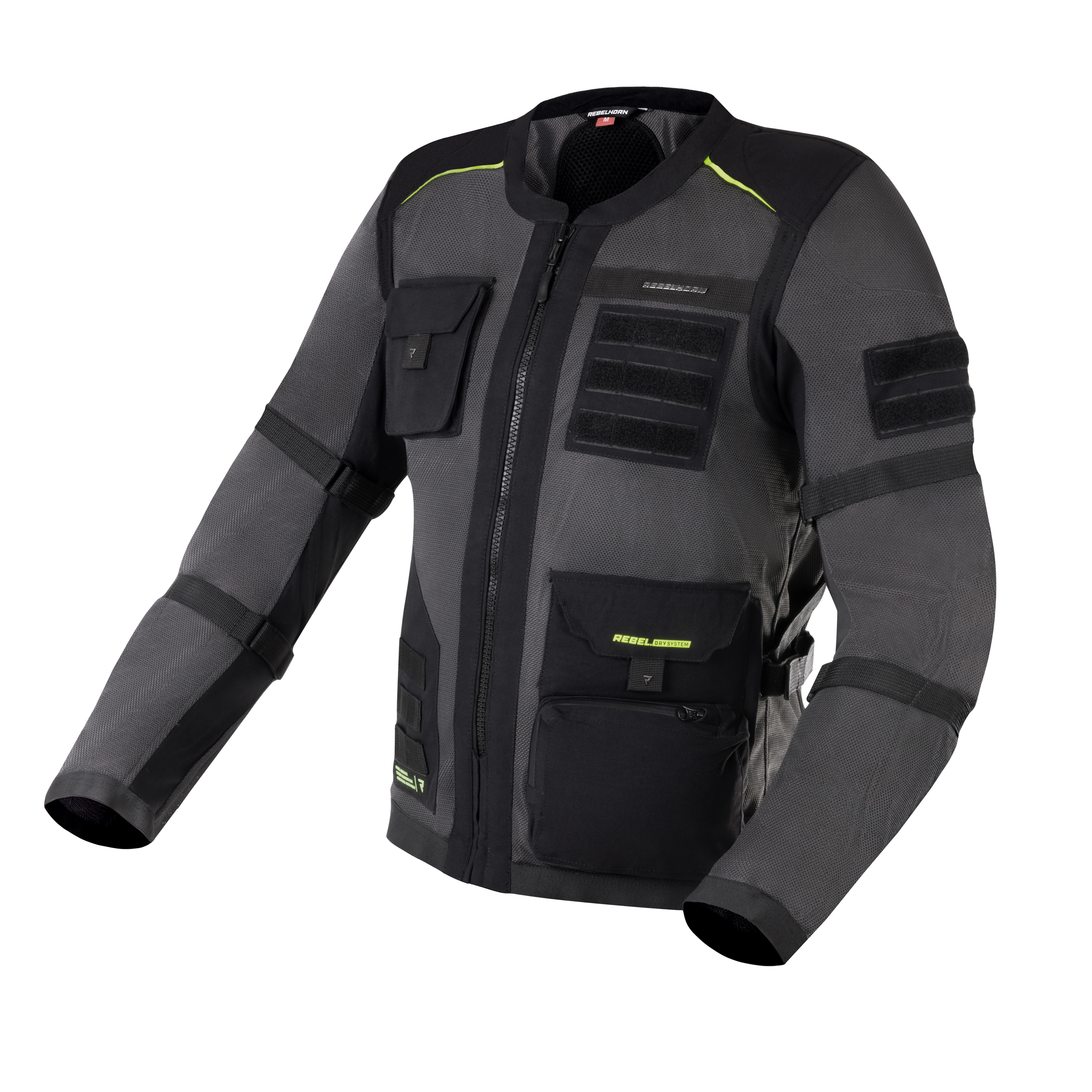 מעיל קיץ רבל הורן שחור / אפור / צהוב -  REBELHORN BRUTALE 2 TEXTILE JACKET