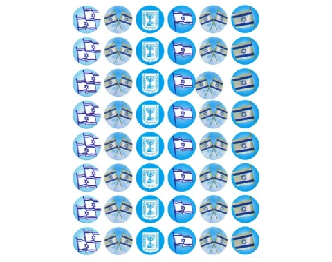 מדבקות עגולות דגלים ומנורות - קטן - דגם 711