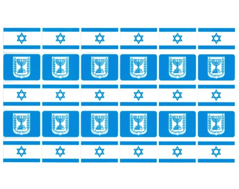 מדבקות מלבניות דגלים ומנורות - דגם 432
