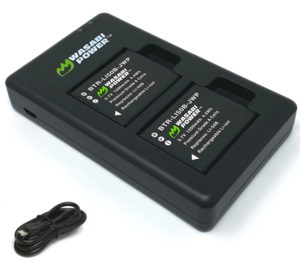 מטען USB כפול ושתי סוללות Wasabi Power Dual Charger + 2 D-LI92/LI-50B Batteries