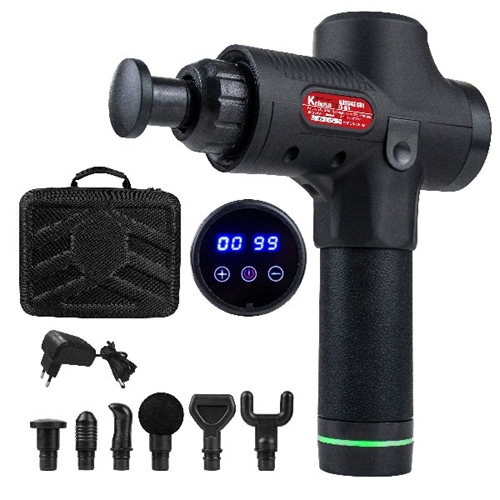 אקדח עיסוי 24V מקצועי עם 6 ראשי עיסוי מתחלפים Krauss KR-009